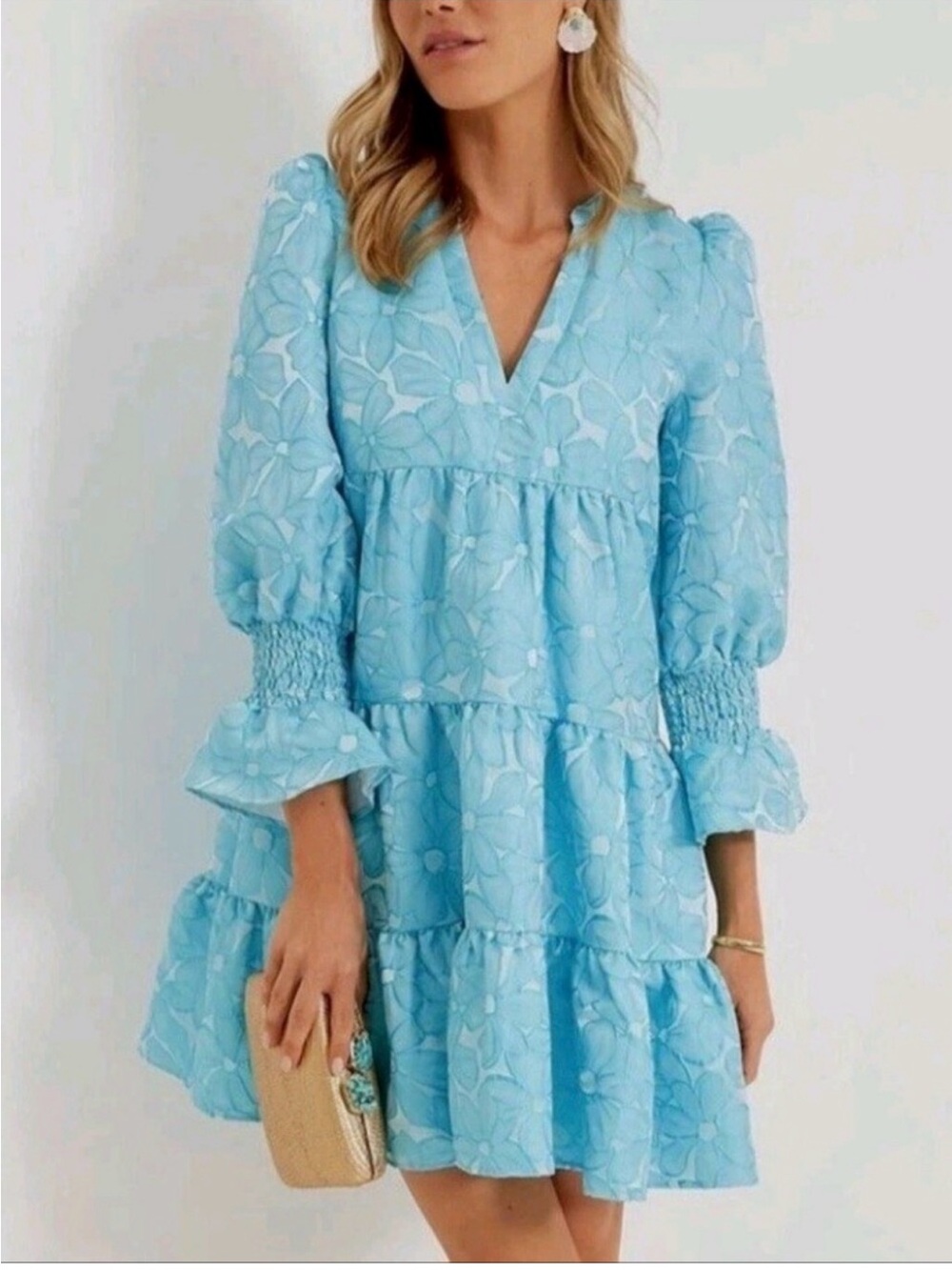 Tuckernuck Pomander Place Blue Daisy Jacquard Kenzo Mini Dress NEW NWT Large